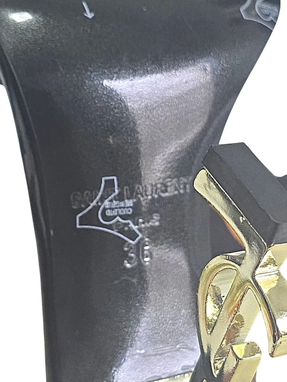 Yves Saint Laurent YSL Gold Logo “Opyum” Heels Size 36 - Picture 5 of 6